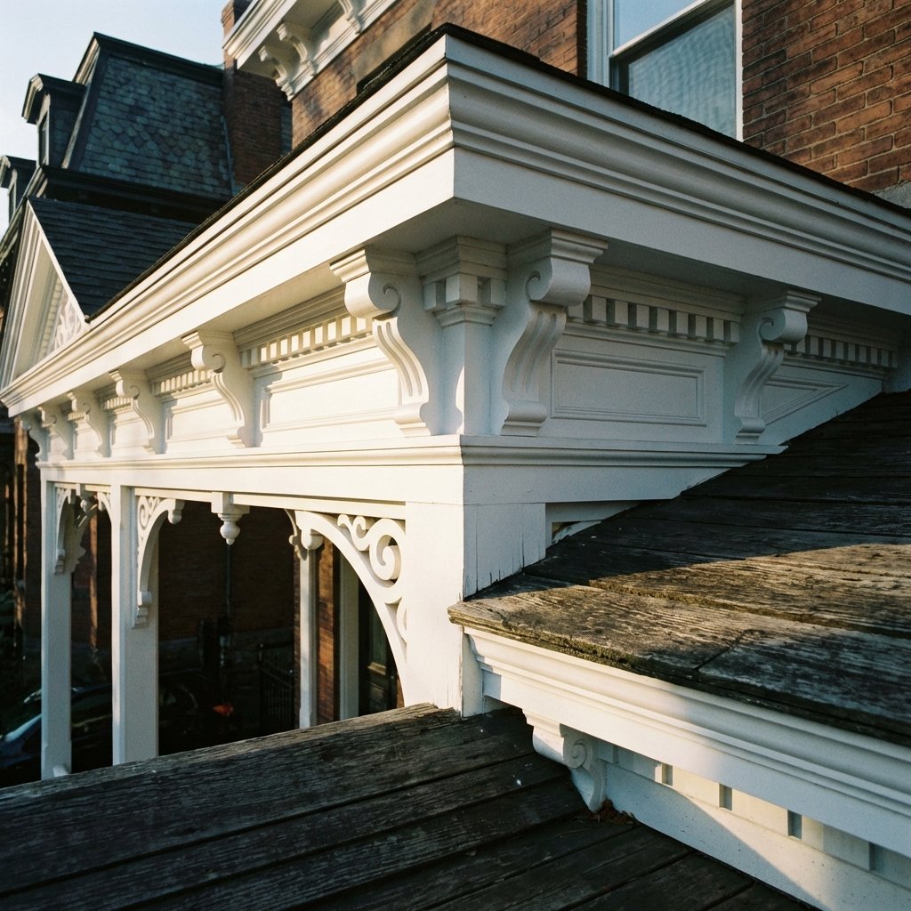 Porch detail trim and fascia work in Boston