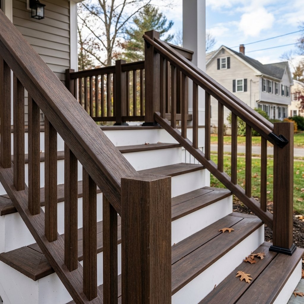 New porch steps and railings in MetroWest MA